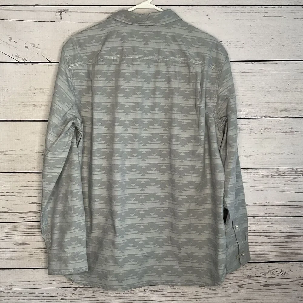 The North Face Long Sleeve Shirt Slate Woven Aztec Retro Button Down Gray Mens L